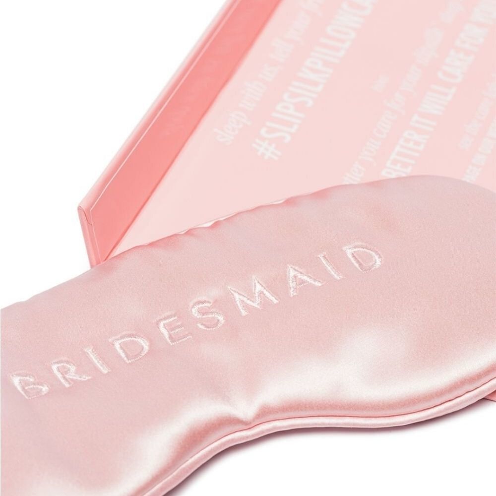 🆕️Slip Silk Sleep Mask Bridesmaid Pink Embroidered 100% Pure Mulberry Si… - Picture 2 of 11